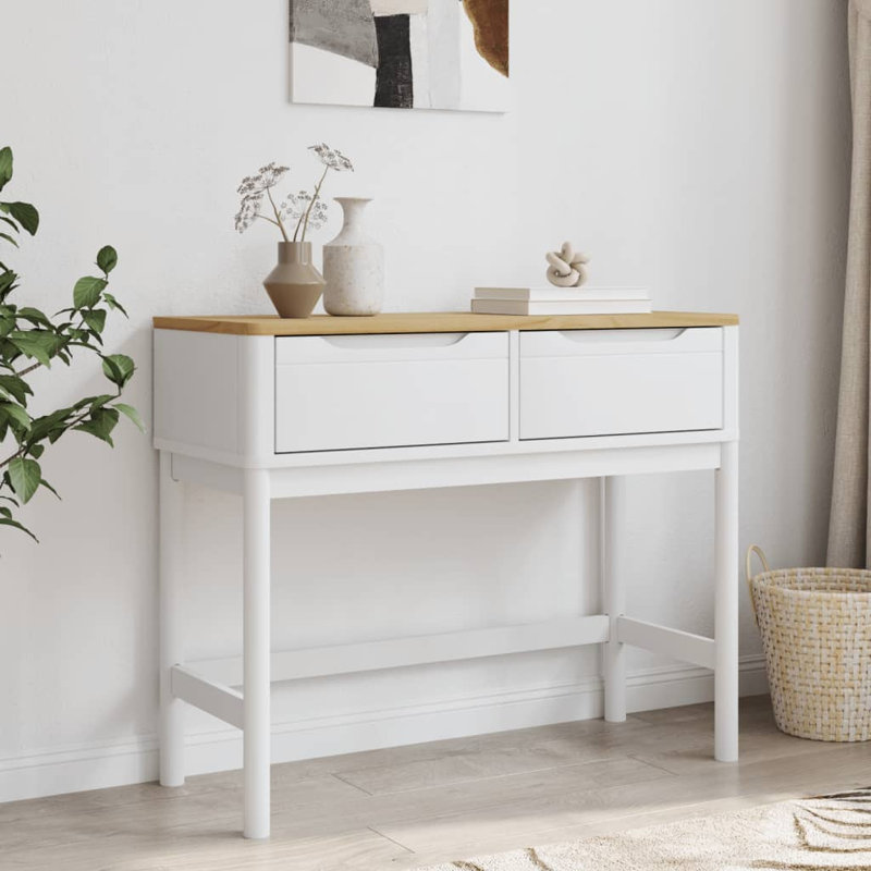Console Latitude Run® 35,2 po x 14,4 po x 28,7 po en bois de pin massif FLORO, Blanc