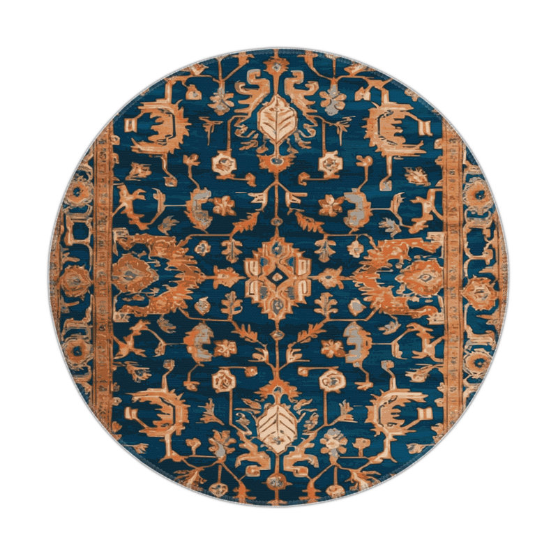 Turkish Gray Indoor and Outdoor Area Rug, Round 5'