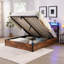 Base de lit plateforme en bois, rangement, bibliothèque, DEL, chargement