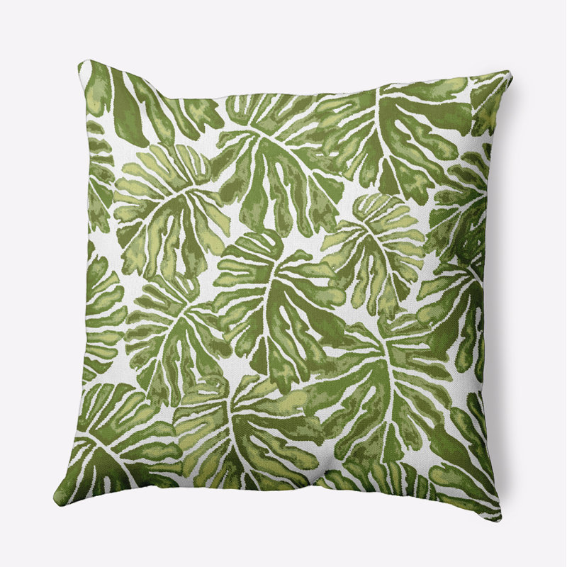 Tropical Resort Floral Reversible Throw Pillow, 18" H x 18" W x 3" D, Green