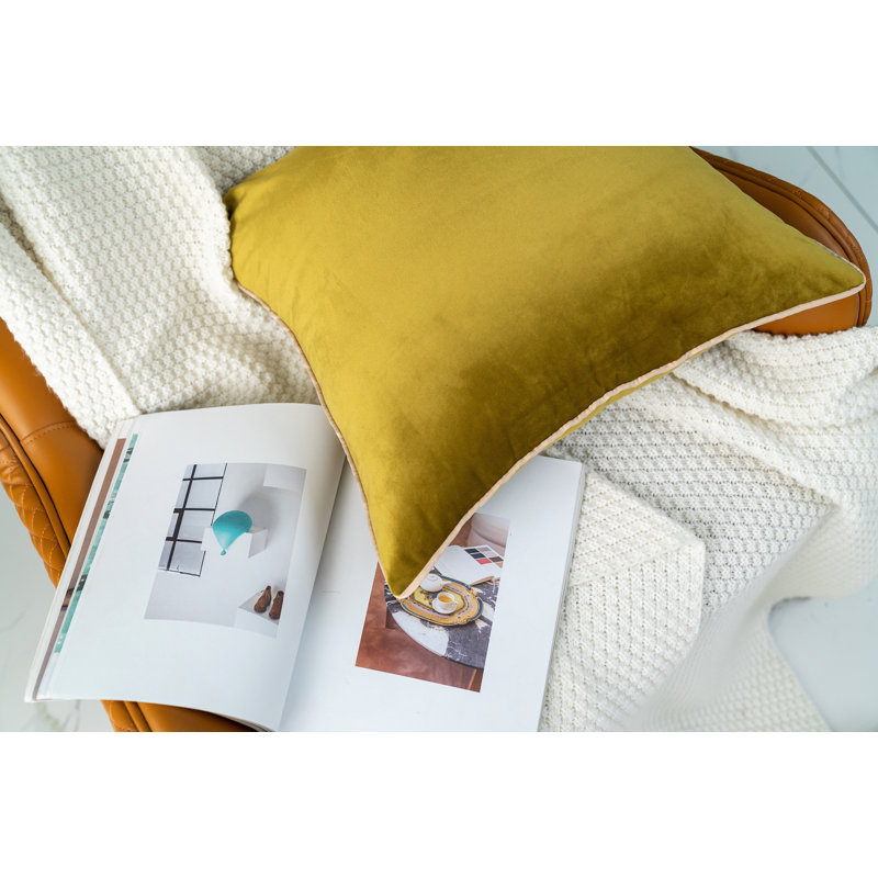 Ocher Mix Velvet Reversible Throw Pillow Set