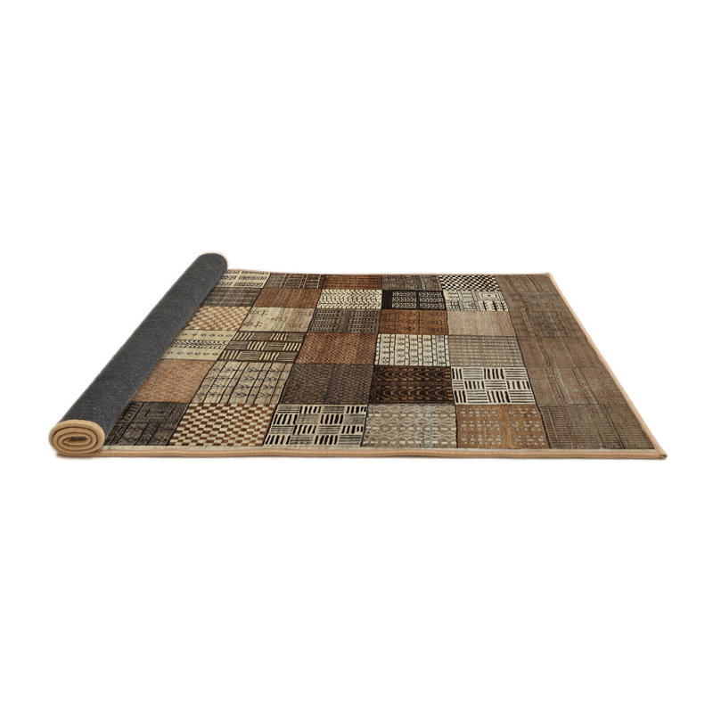 Tapis contemporain beige / brun / gris, Rond 3 pi