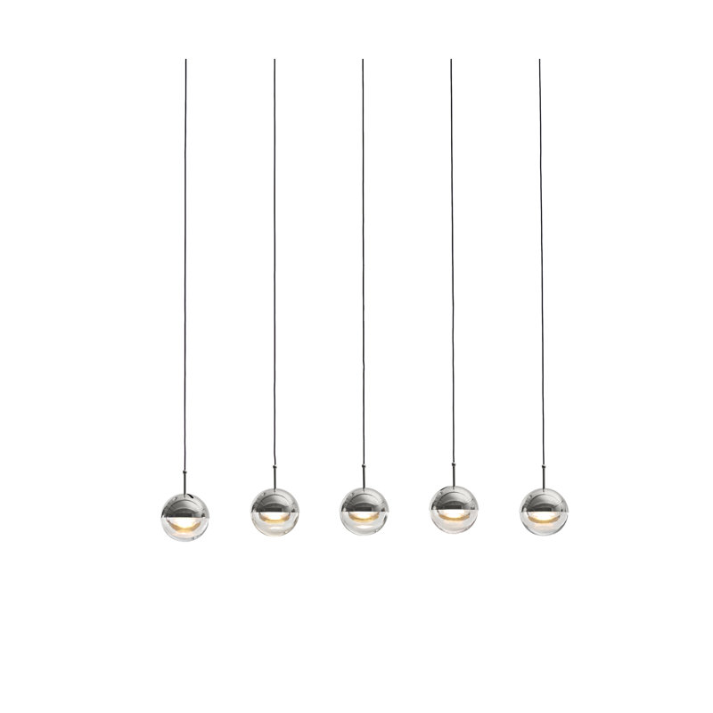 Luminaire suspendu sphère 5 lumières Krantz, Chrome