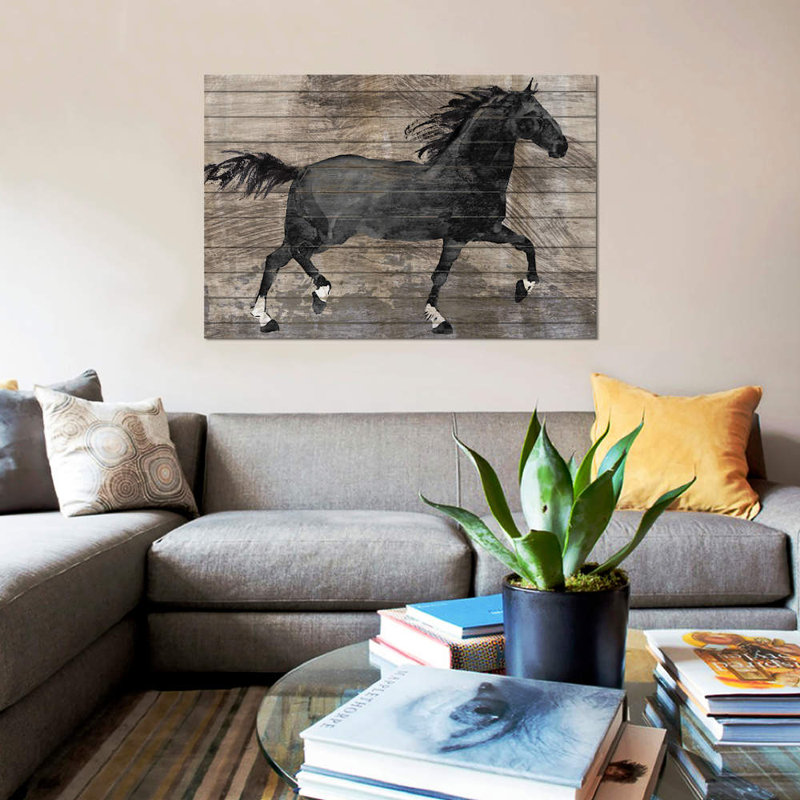 « barnwood cheval », impression sur toile, H 8 po x l 12 po x P 0,75 po, Toile tendue, Pas de tapis