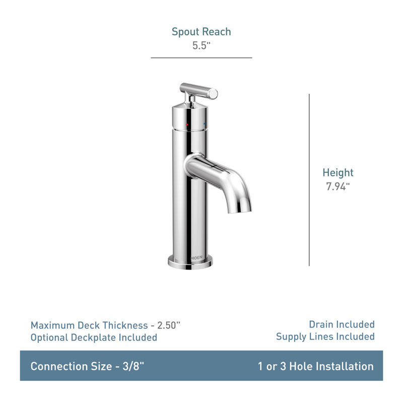 Robinet de salle de bain Gibson, Nickel brossé