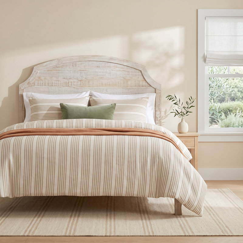 Edirne Linen Striped Duvet Cover, King Duvet Cover + 2 King Shams
