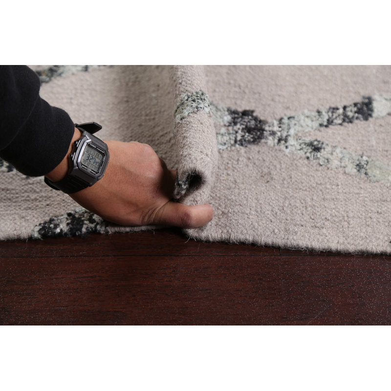 Tapis gris / gris anthracite en laine tissé à la main Trellis