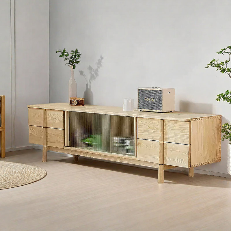 Meuble télé nord-américain en bois massif, H 20,47 po x L 94,48 po x l 15,74 po