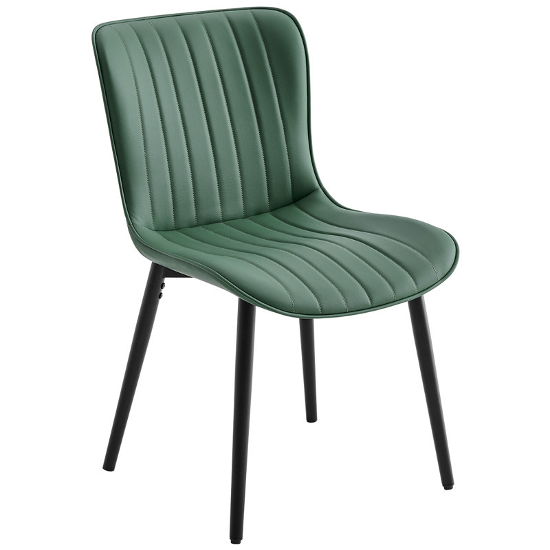 Modern Dining Chairs, Leather Dining Side Chairs With Sturdy Metal Frame & Non-Slip Feet For Kitchen, Restaurant, 6, Green