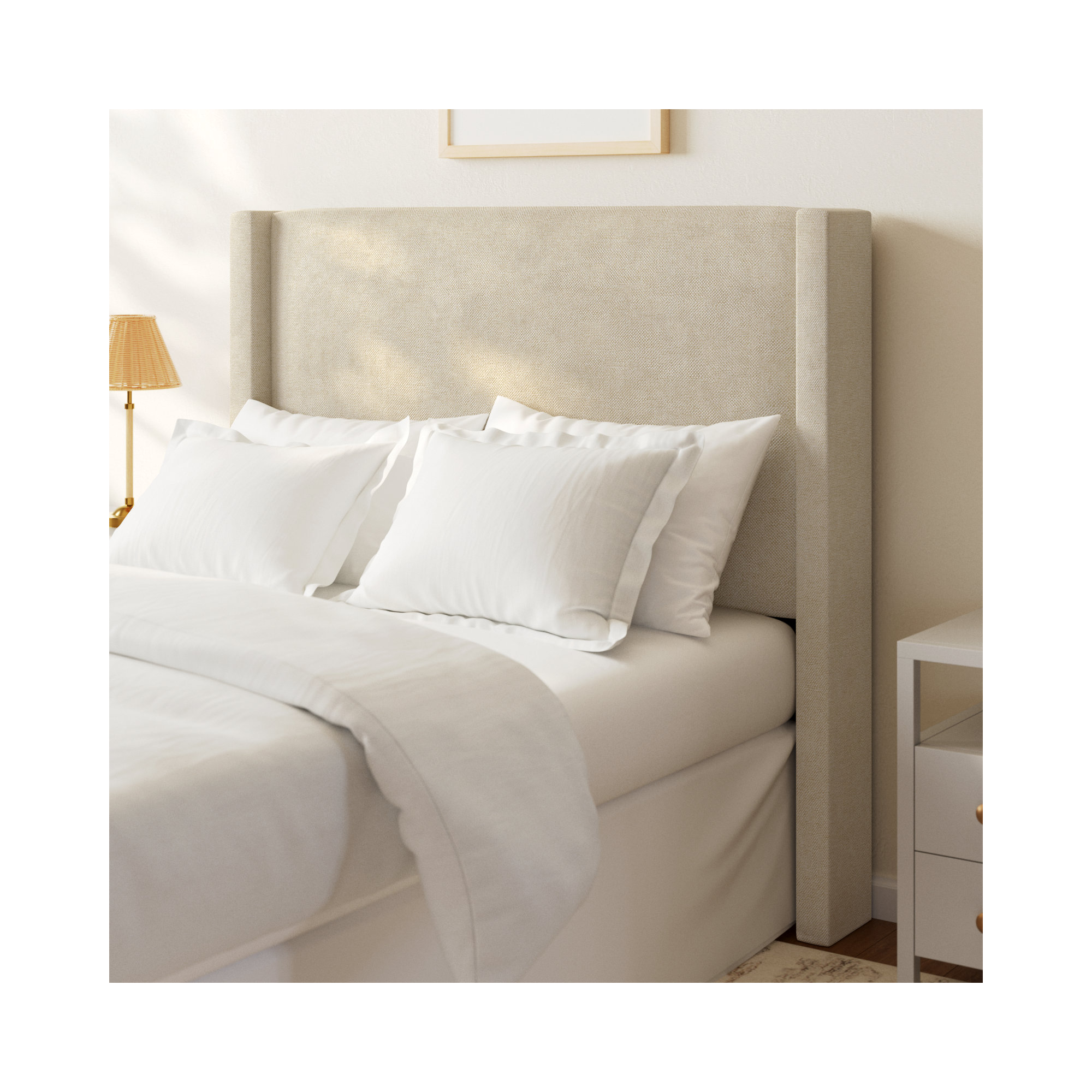 Benson Upholstered Headboard, Full, Beige