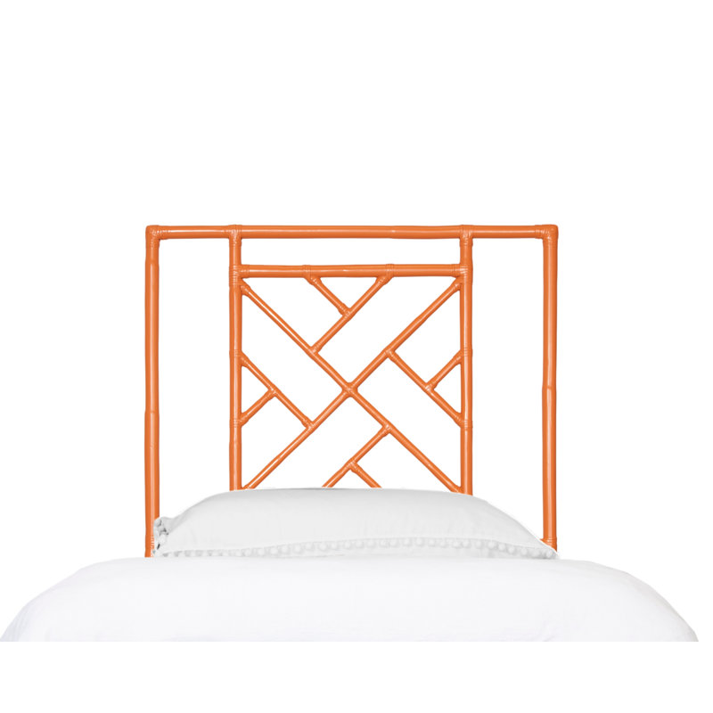 Cowden Geometric Rattan Headboard, Twin, Citrus Orange