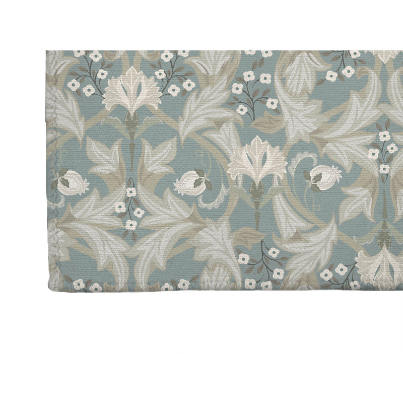 Tapis de bureau léger Ogee Leaf, L 60 po x P 84 po, Bleu cendré