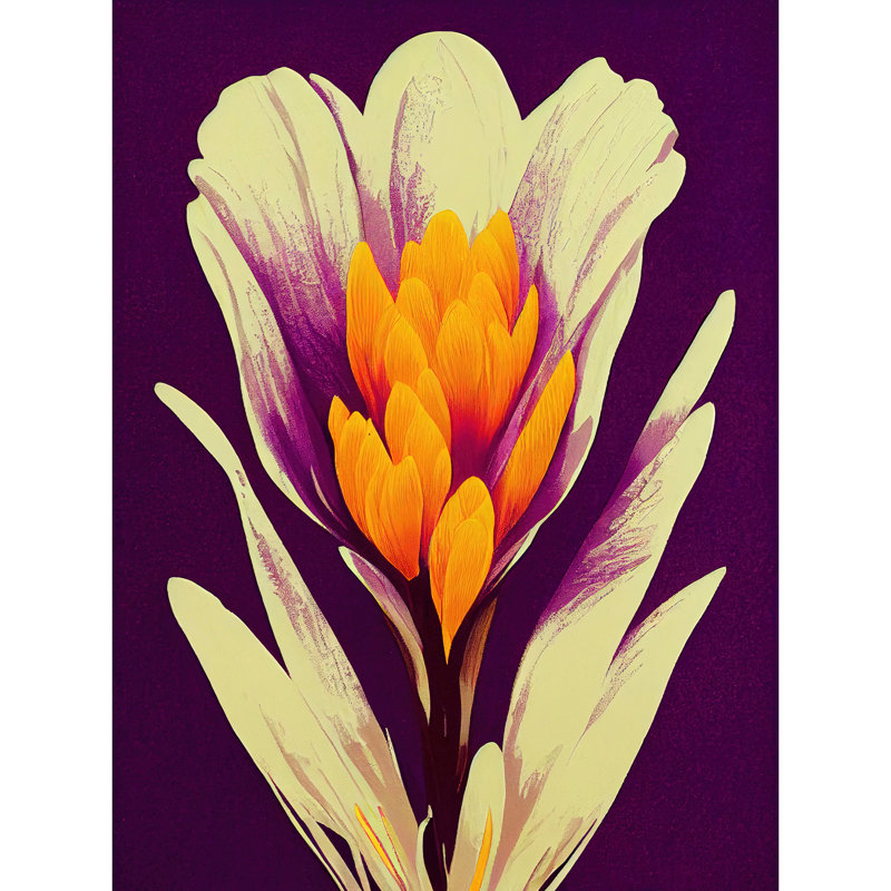 Vibrant Saffron Crocus Flower Abstract - Print, Unframed, 40.5cm H x 30.5cm W