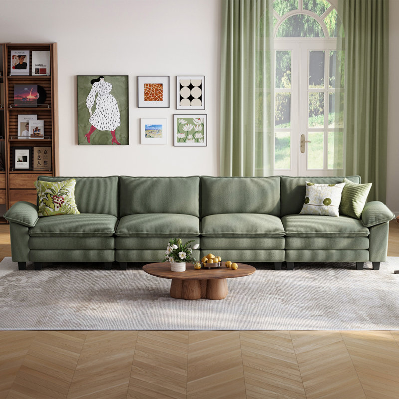 Canapé modulaire rembourré 157,5 po Colbey, Vert, 34.64'' H x 157.48'' W x 34.64'' D