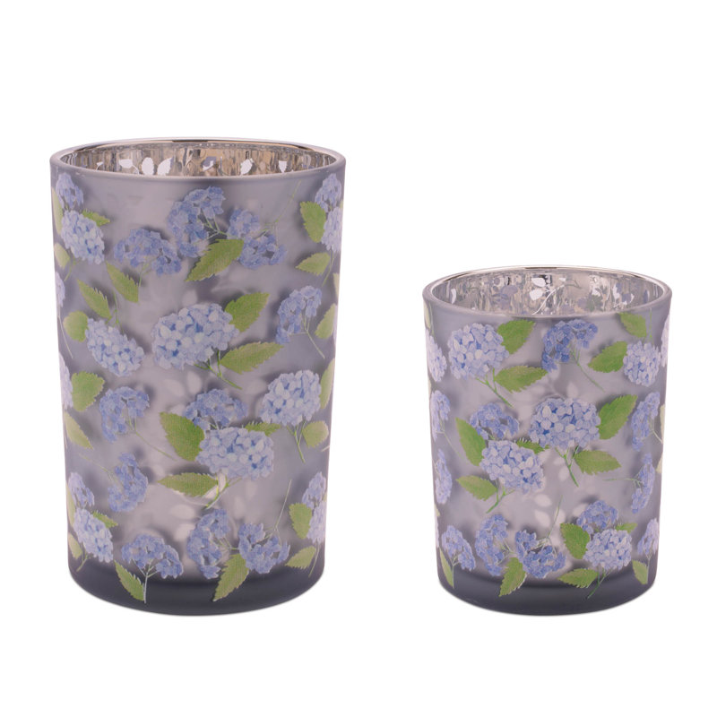 Porte-bougie imprimé hortensia givré