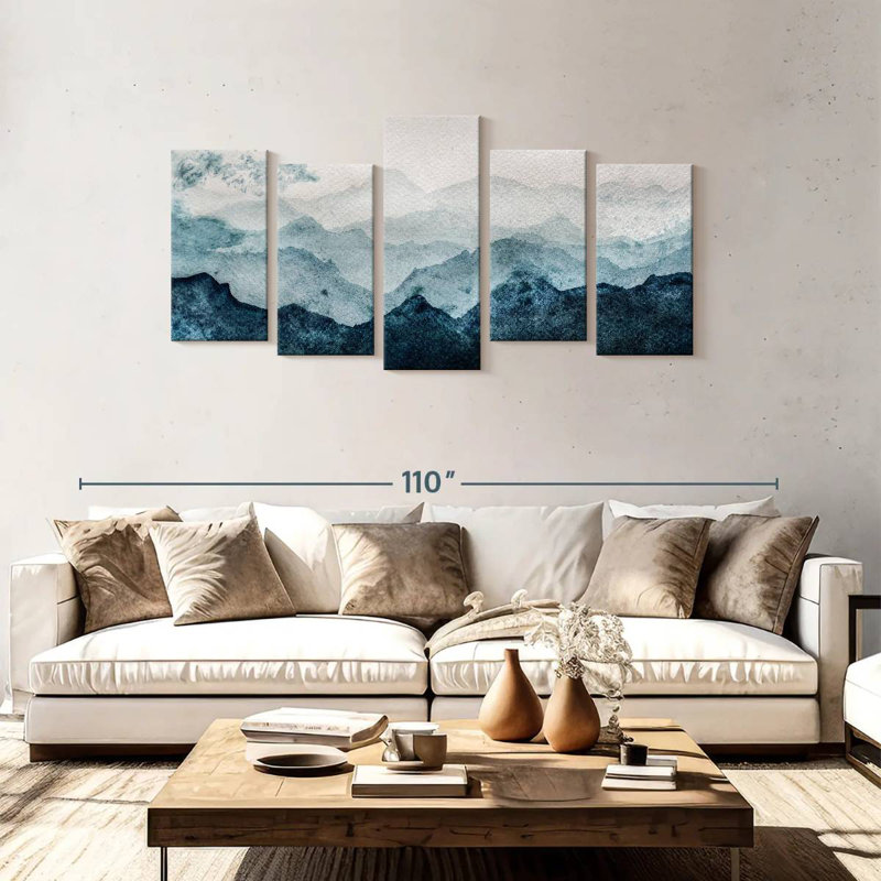 Avery, paysage de montagne japonais abstrait, H 40 po x l 80 po