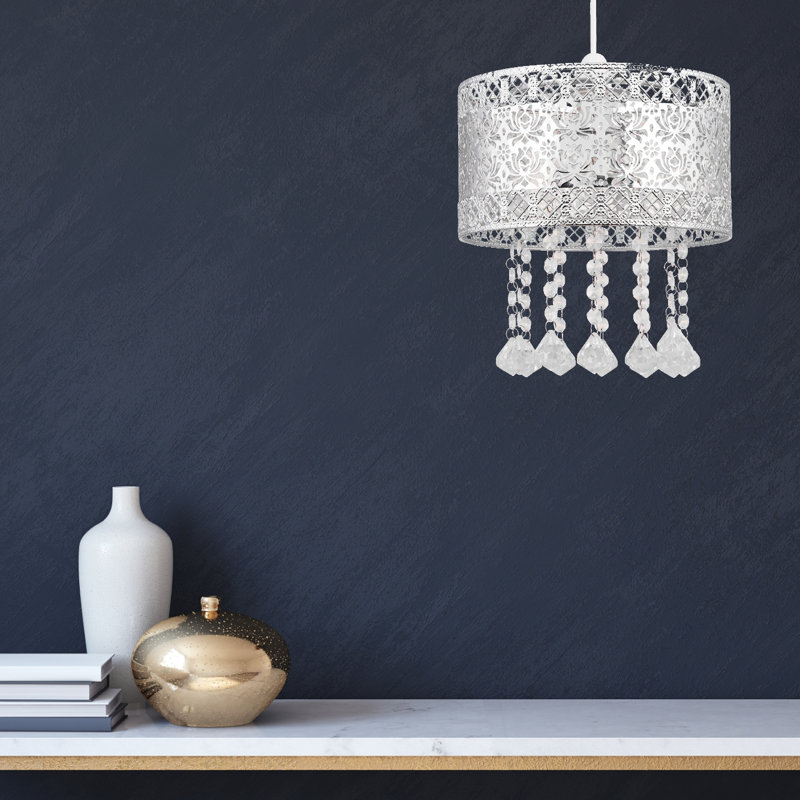 22cm H Metal Drum Pendant Shade ( Uno ), Chrome
