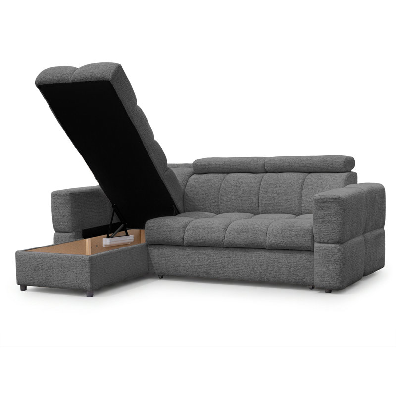 4 Seater Corner Sectional, grey Polyester Blend