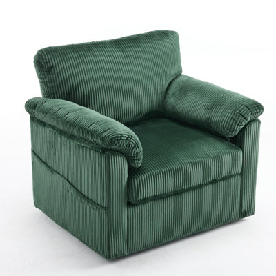 33" Swivel Barrel Chair, Upholstered Armchair With Side Pockets