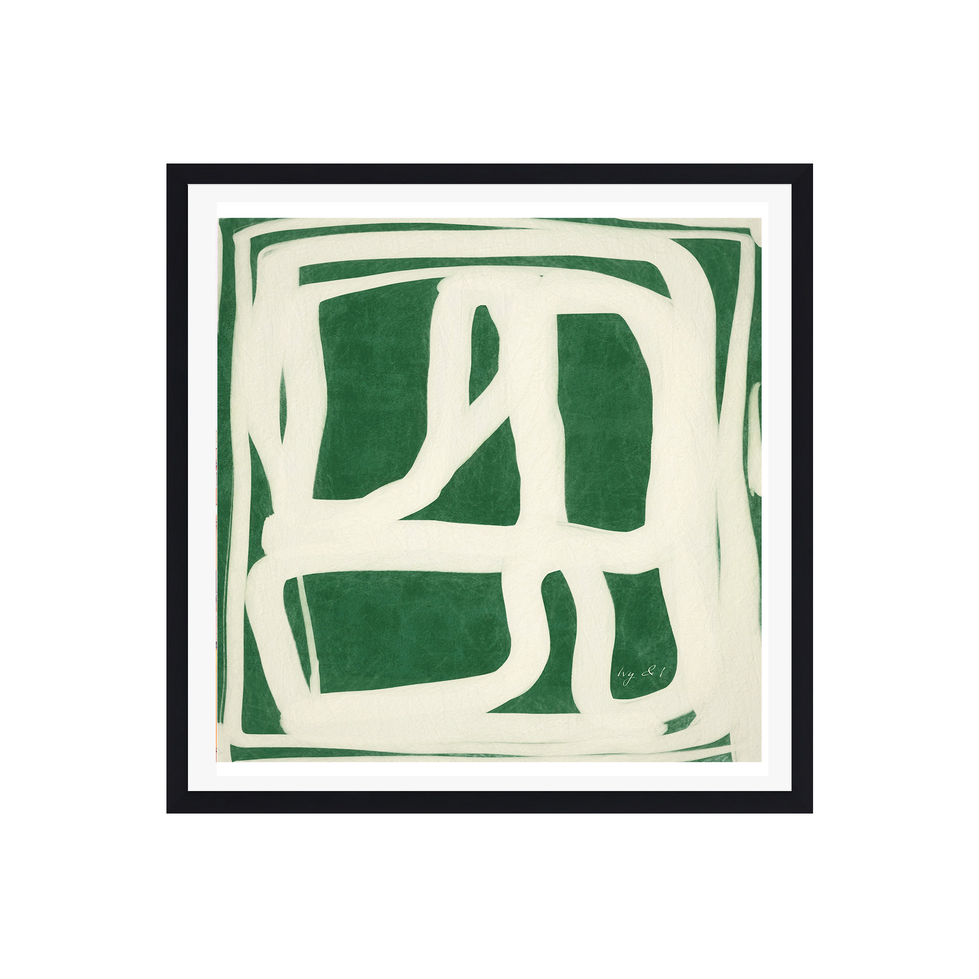 Green White Movement by Ivy&I, 30" H x 30" W x 0.75" D, Yes, Black Framed Paper