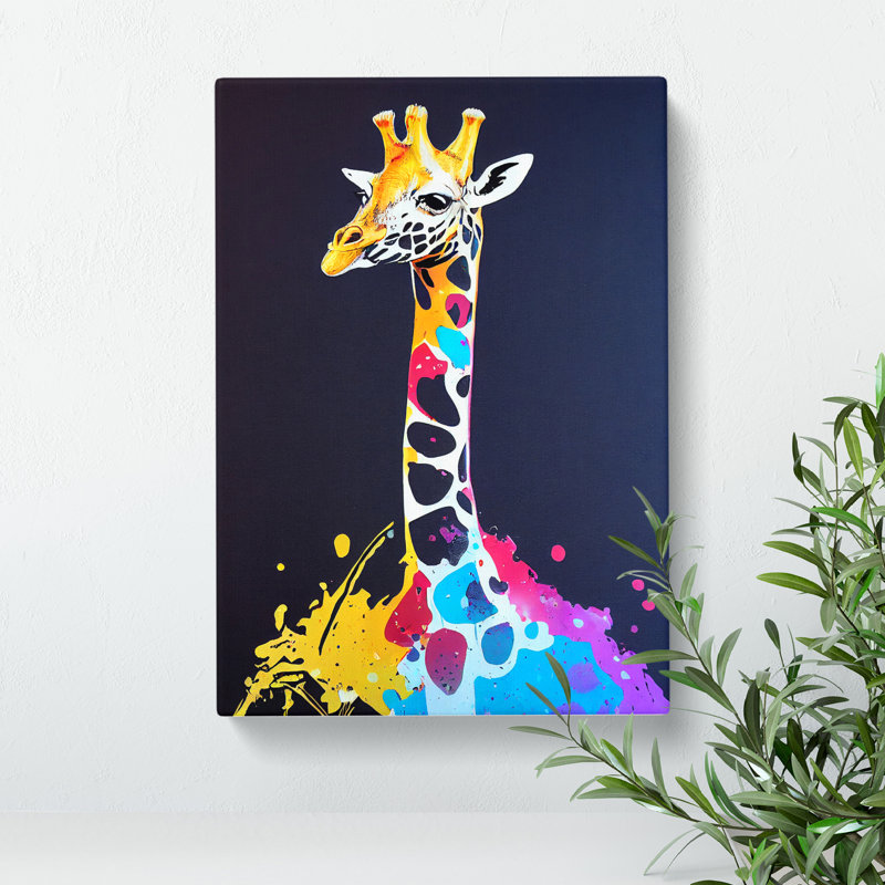 Giraffe Paint Splat No.1 - Wrapped Canvas, 50cm H x 35cm W x 3cm D