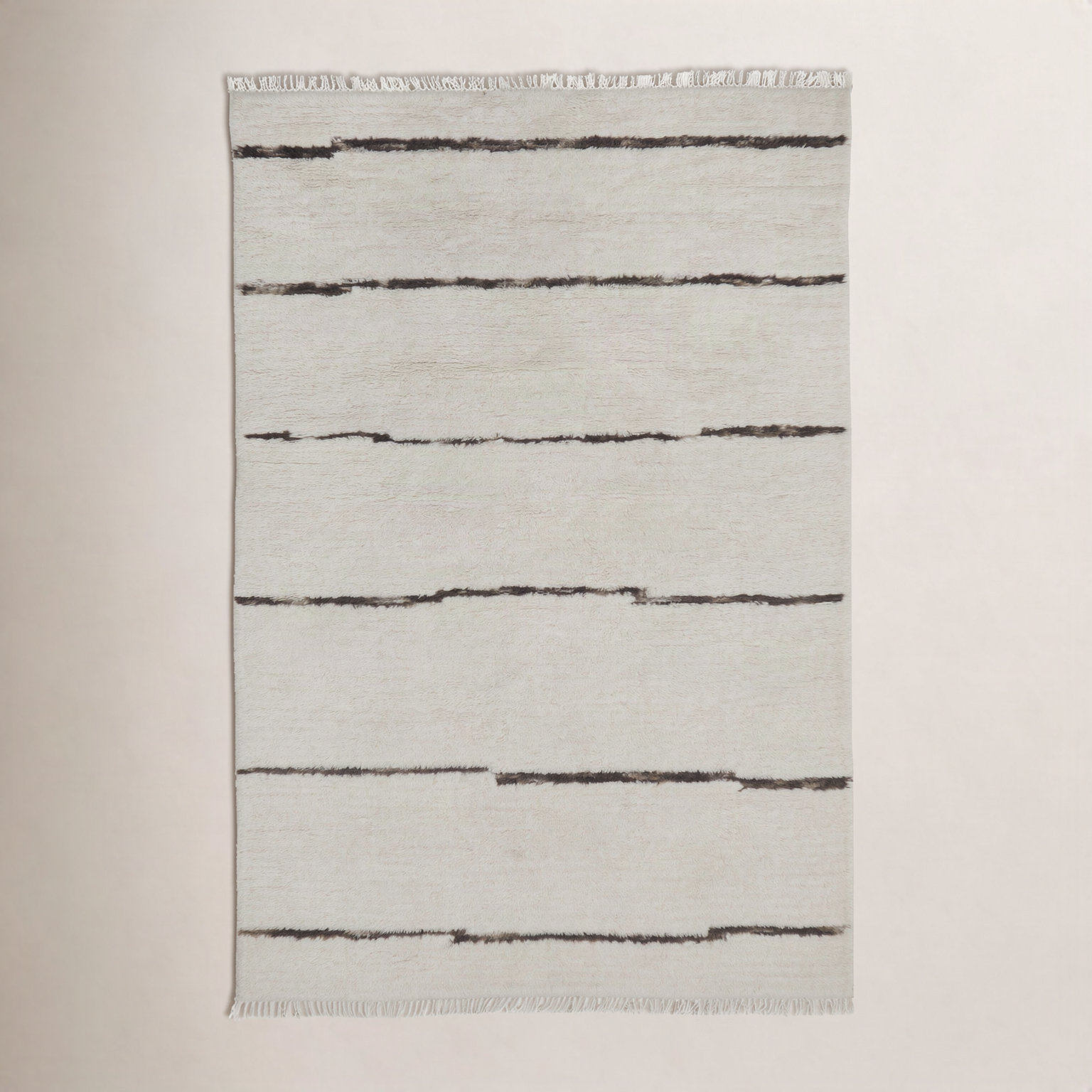 Hand-Woven Striped Wool Rug, Rectangle 2' x 3'