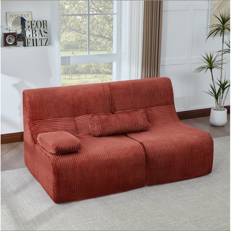 Canapé modulaire moderne 63,7 po, Red Corduroy