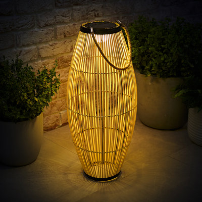 Natural Bamboo Solar Powered Outdoor Floor Lamp Wi 63.5cm Solar Powered Integrated LED Outdoor Floor Lamp