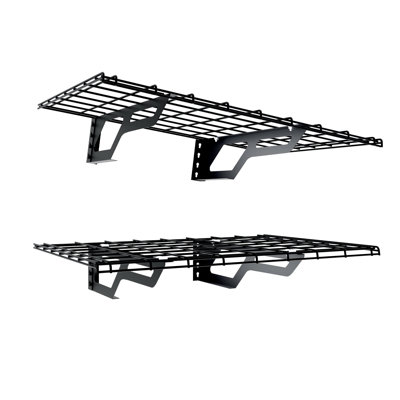 The Atlas 2Pack Garage Wall Shelves 400lbs Heavy Duty Garage Shelving Wall Mounted Metal Floating Shelf Storage Rack Hammertone