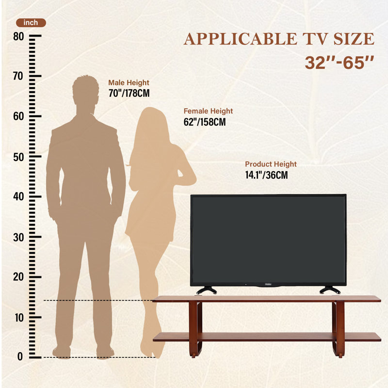 TV Stand With Storage For Tvs Up To 65'', Dark Brown