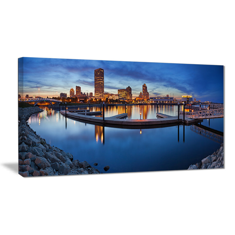Wrapped Canvas Photograph - Milwaukee Panoramic View, 28" H x 60" W x 1.5" D