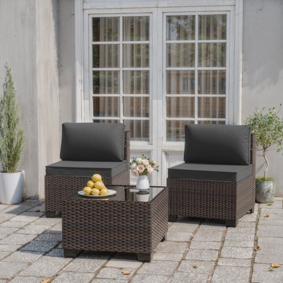 Ensemble de mobilier d'extérieur 3 pièces avec coussins anti-éclaboussures Rosalba