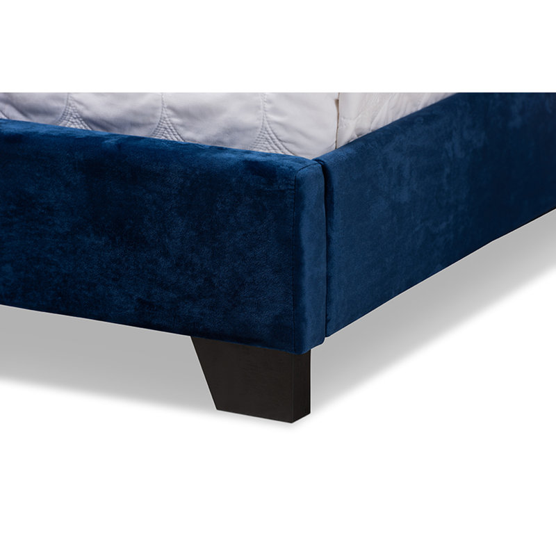 Upholstered Standard Bed, King, Navy Blue