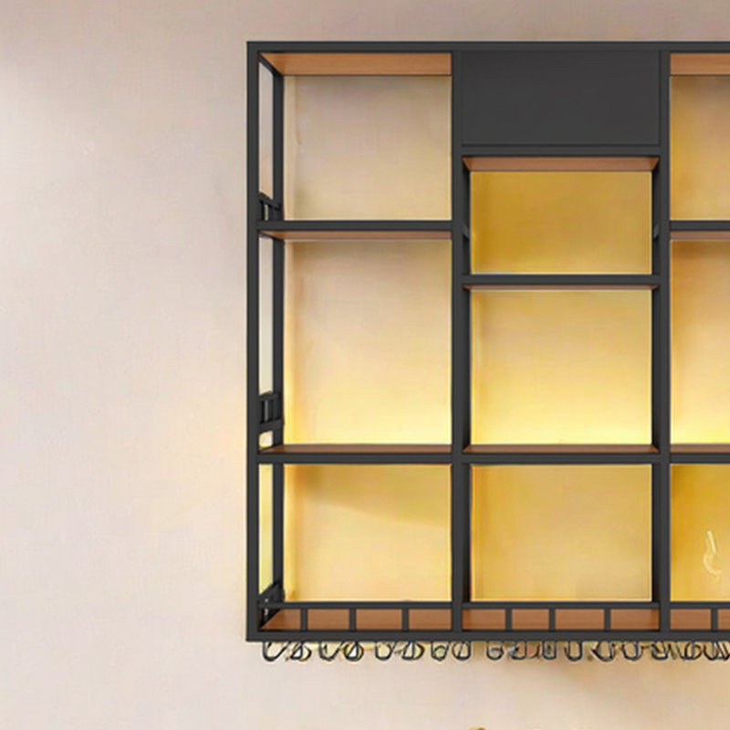 Multi-tier Iron Wall Mounted Wine Rack, Black