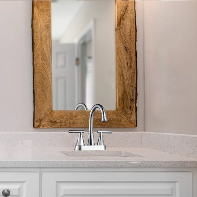 Robinet pour salle de bain à 2 poignées avec ensemble de bonde centrales, Chrome