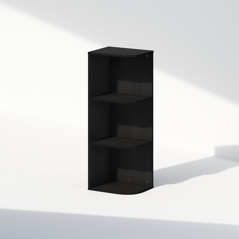 Furinno Reed 3-Tier Space Saving Corner Storage Display Shelf, Bookshelf, Blackwood, Blackwood