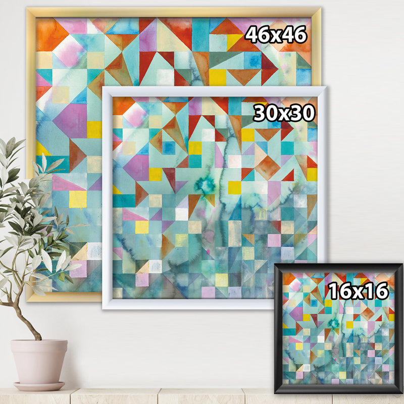 « modern patchwork »-cadre photo imprimé sur toile, Cadre blanc, H 30 po x l 30 po x P 1 po