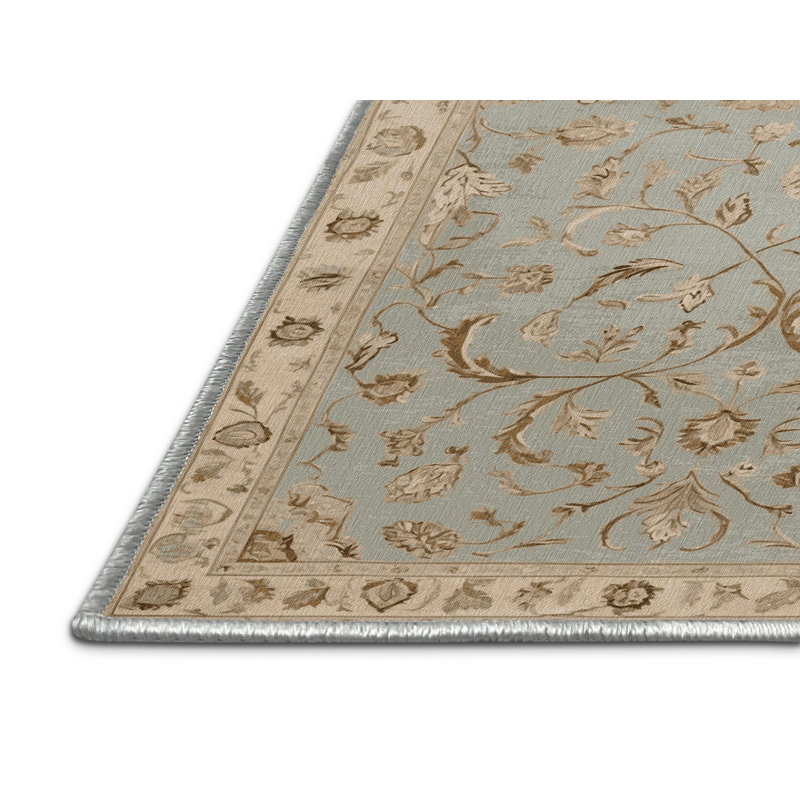 Tapis beige Tabriz lavable à la machine, Rectangle 4pi x 6 pi