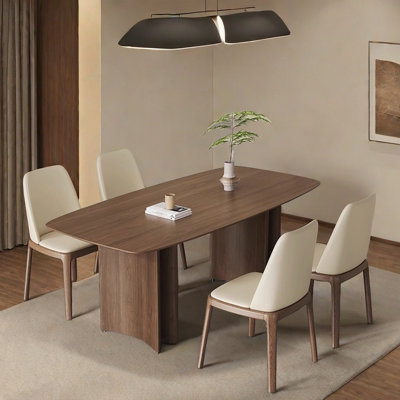 Retro Long Dining Table, Black Walnut Wood