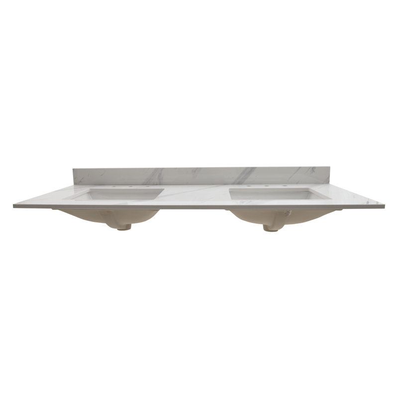 Calacatta White Marble Double Sink Vanity Top with Backsplash
