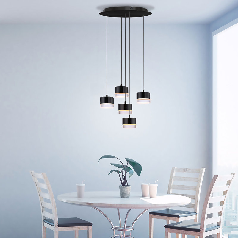 Luminaire suspendu tambour à 5 lumières Barnsdall, Noir mat