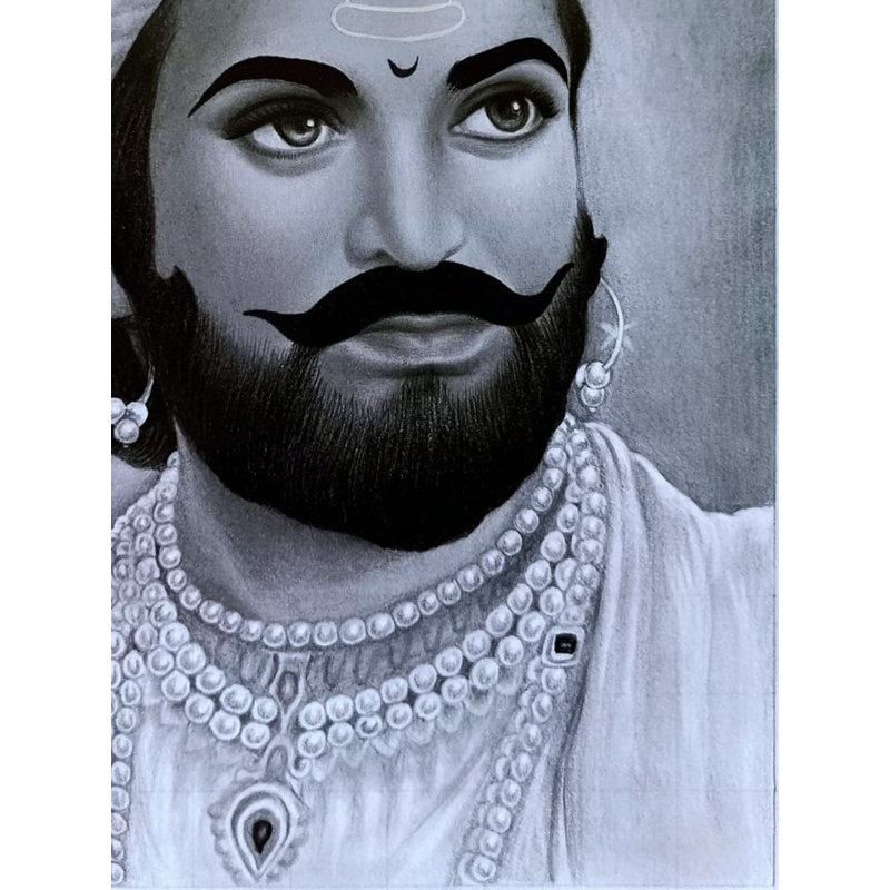 Portrait de Shivaji Maharaj | Graphite moyen | Par Sunil Kumar