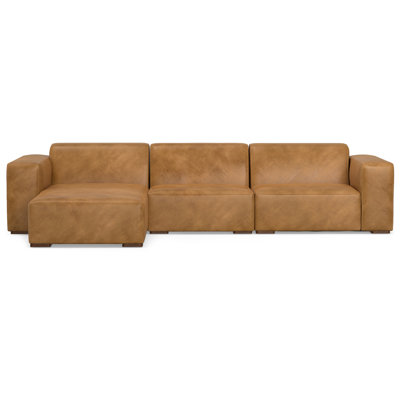 Rex Large L-Shaped 2-Seater Sofa with Left Chaise in Genuine Leather Sectional for Living Room, Modern Style