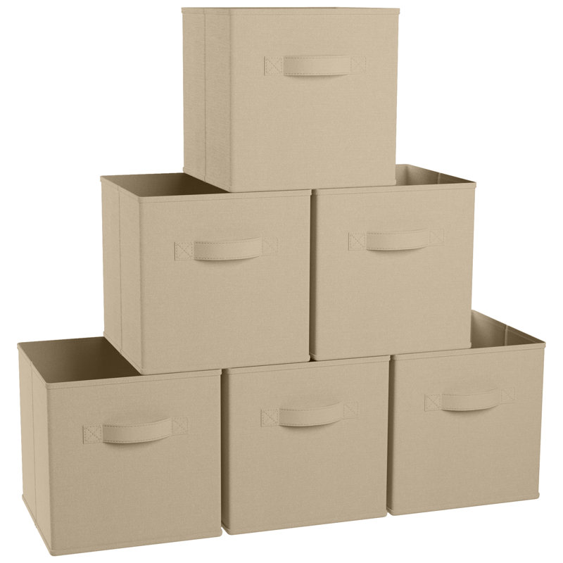 Ensemble de bacs en carton pliables en tissu, Beige, H 13 po x l 13 po x P 13 po