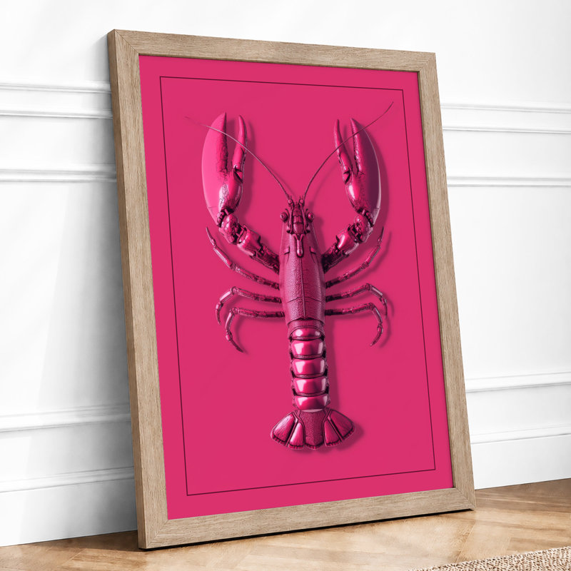 Magenta Lobster Modern - Print, A2 - 59.4 x 42.0 cm, Oak