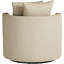 Fauteuil d'appoint pivotant rembourré de couleur chameau, avec ressorts ensachés et accoudoirs hauts pour un revêtement relaxant, avec rembourrage en mousse