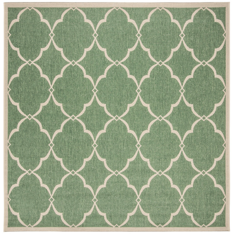 Fromm Geometric Green/Creme Area Indoor/Outdoor Area Rug, Square 6'7"