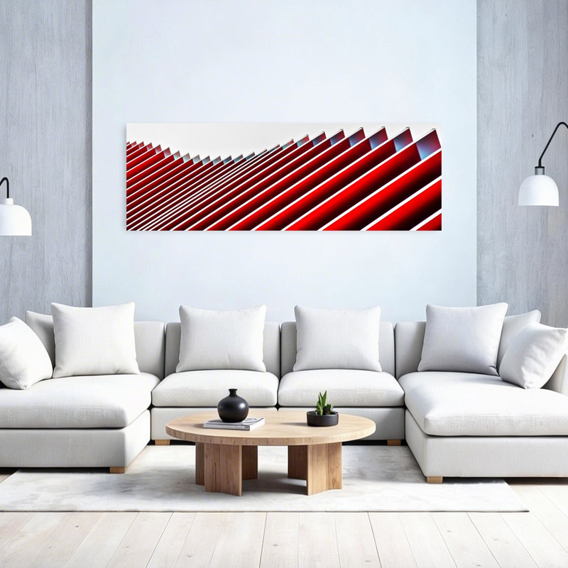 «Vibrant Diagonal Rythme», art moderne abstrait géométrique, H 20 po x l 60 po