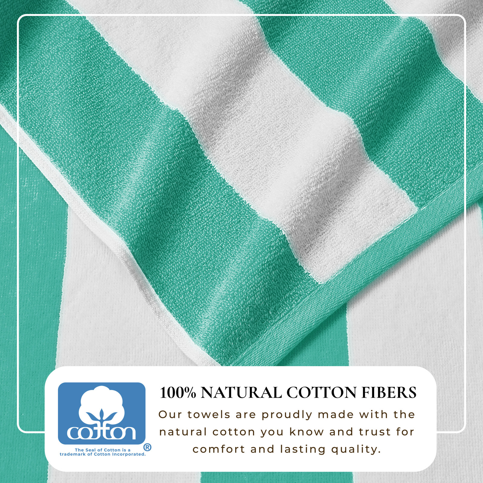 Chirino Cotton Cabana Beach Towels, Teal, Beach Towel - 4 Pack