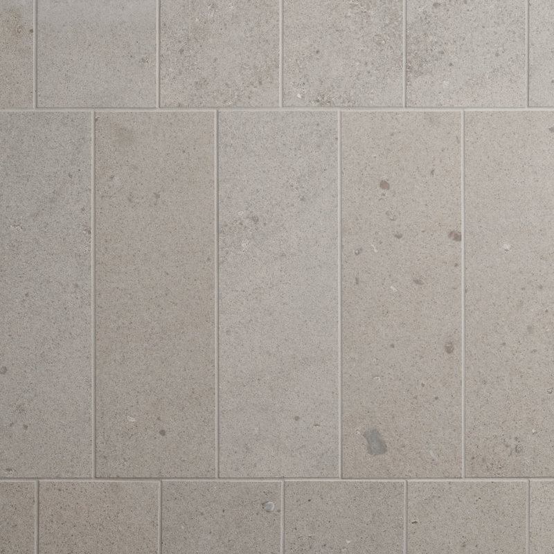 Piccoli Petite 4x12 Matte Terrazzo Look Porcelain Tile, Warm Gray